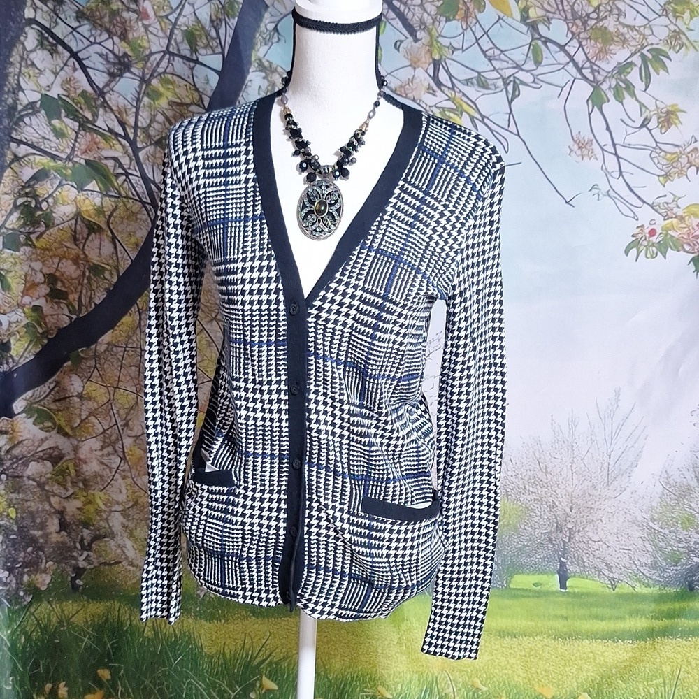 Ralph Lauren size small cardigan sweater. Black/white/blue